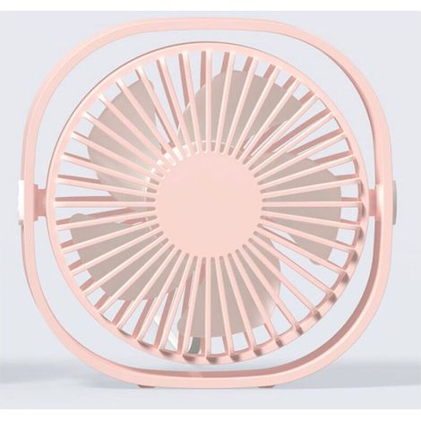 Kleiner, leiser, tragbarer USB-Ventilator (nur USB-Betrieb, kein Akku), kühlend, 3 Geschwindigkeitsstufen, verstellbar, 360° drehbar, für Zuhause, Büro, Schlafzimmer, Pink (1/4)