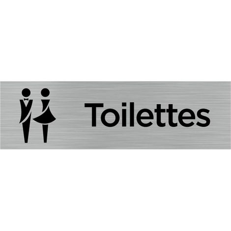 Pictogramme TOILETTES HOMMES FEMMES (Q0065).- Adhésif aspect aluminium brossé - (1/5)