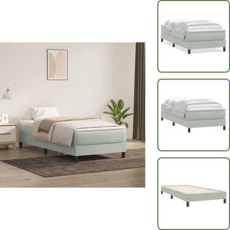 Colchón terciopelo - vidaXL Cama box spring con colchón terciopelo gris claro 80x220 cm - Cama con muelles