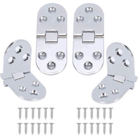 4Pcs Charnières Pliantes en Alliage de Zinc, 180 Degrés pour Table et Cabinet, Invisible avec Vis - Argent (1/4)