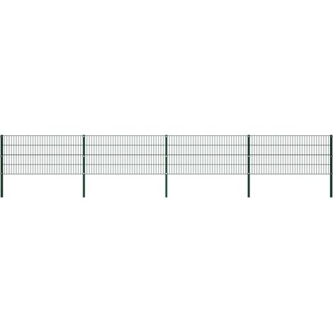SKM Panneau de clôture avec poteaux Fer 6,8 x 0,8 m Vert (1/5)