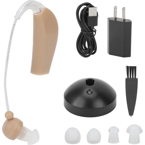Amplificateur sonore rechargeable avec réduction de bruit, clarté sonore, confortable à porter, aide auditive, prise US 100-240V (1/5)