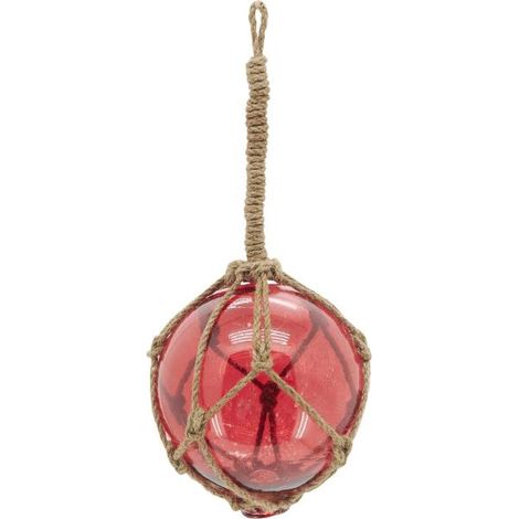 Boule en verre avec corde 12.5 cm Rouge (1/4)