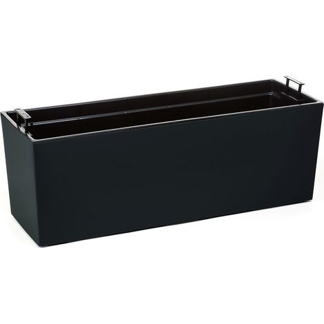 KADAX Maceta Maceta Balcón Bandeja con Inserto Soporte para Flores Negro Brillante 19x56cm (1/5)