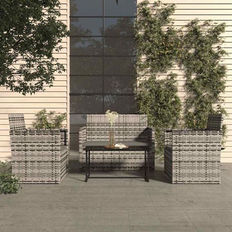 vidaXL Muebles de jardín con cojines 4 piezas ratán sintético gris (1/5)