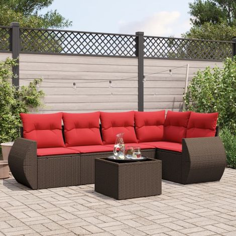 vidaXL Set Divani da Giardino 6 pz con Cuscini Marrone in (1/5)