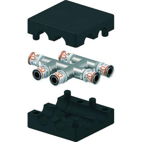 Uponor S-Press Plus HK-Kreuzfitting mit Dämmbox isoliert, 20x20x20mm