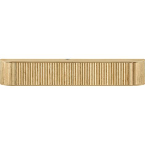 Meuble TV mural flottant 180 cm avec grand rangement et passe-câbles, compatible TV 50-80 pouces, design moderne (1/5)