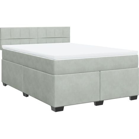 Maison Exclusive - Boxspringbett mit Matratze Hellgrau 160x200 cm (1/5)