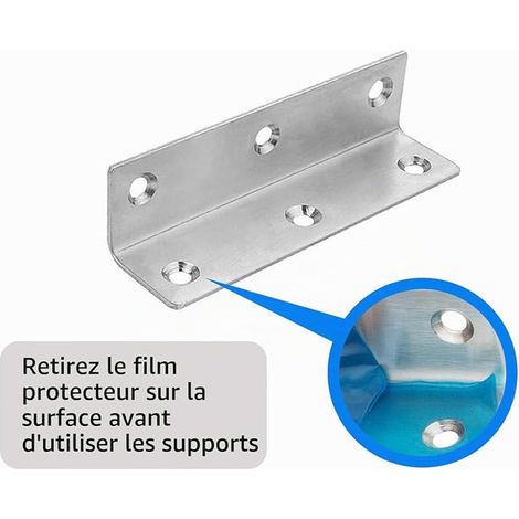 Équerre d'assemblage Inox corniere acier équerre d'assemblage acier équerre d'angle en acier inoxydable en forme de L pour Fixation et Meuble 100 x 25mm (1/3)