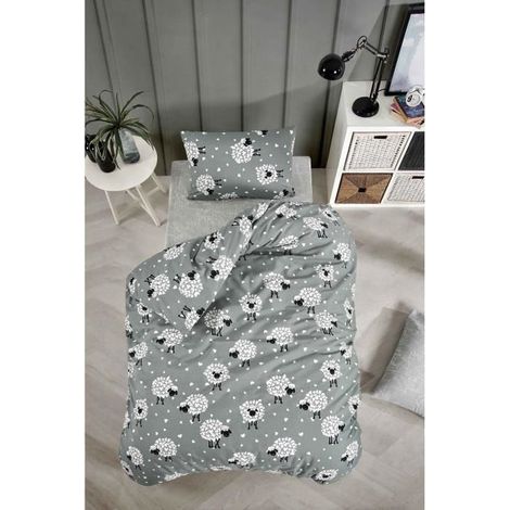 Bettwäsche - 1 Bettbezug 220 x 240 cm + 2 Kissenbezüge 60 x 60 cm - 65% Baumwolle, 35% Polyester - Grau