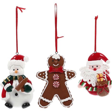 Lot de 3 décorations de Noël à suspendre au sapin ou à la fenêtre.-8X6.5CM (1/2)