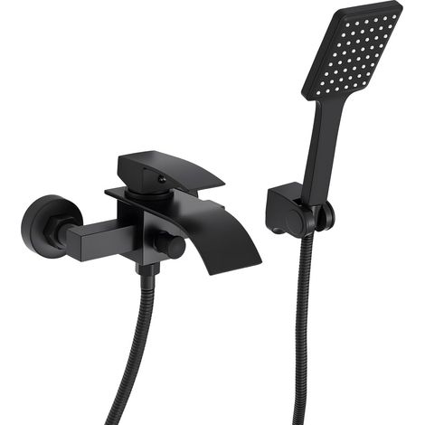 Robinet cascade pour vasque - laiton - noir - double sortie (1/5)