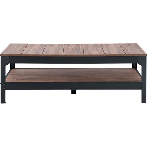 Tavolo basso in metallo nero e legno - L 117 cm