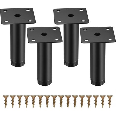 Lot de 4 pieds de meuble réglables de 8 cm pour meubles, tables, chaises, bureaux, cuisines, armoires et canapés (1/4)