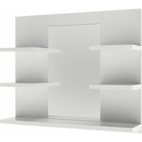 Badspiegelschrank Wilbur, Weiß, 58.8 x 50 cm mit Regalen, Vicco