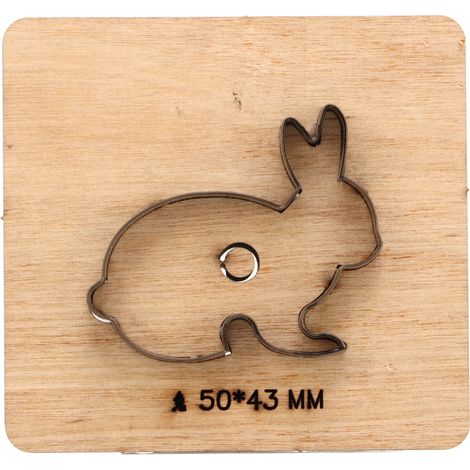 Pochoir Lapin avec Base Bois, Emporte-pièce Cuir Métal, Outil de Découpe pour Travaux Manuels DIY, Moule à Estamper (1/5)