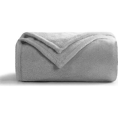Couverture polaire extra douce et moelleuse 150x200cm XL Gris clair, jeté douillet et confortable pour canapé et salon, chaude et ultra douce (1/5)