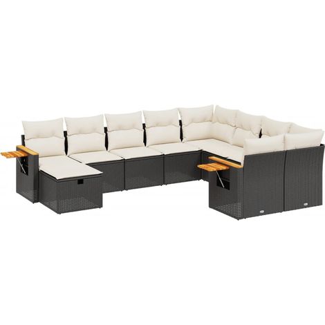 Maison Exclusive - 10-tlg. Garten-Sofagarnitur mit Kissen Schwarz