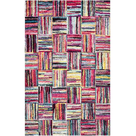 Tapis carré multicolore 160x160 cm – Tissé en polypropylène – Motif géométrique – Hypoallergénique et anti-acariens – Unamourdetapis