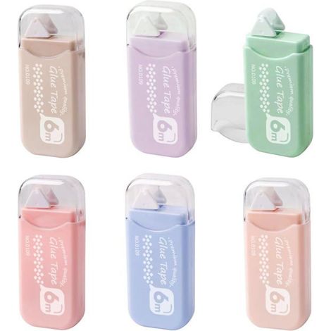 Lot de 6 rouleaux de colle double face (6 m x 6 mm) pour scrapbooking, agendas, albums photo et loisirs créatifs (1/5)