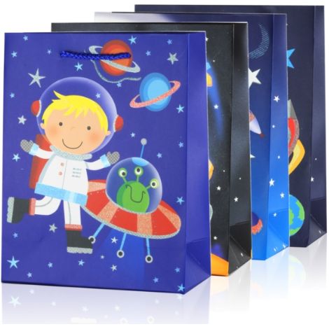 Geschenktüte im Weltraum-Design, 24 cm x 18 cm (1/5)