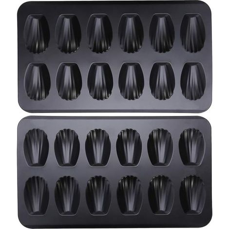 Emballage avec antiadhésif Madeleine, Moules, robuste à 12 Tasses-Moule à gâteau dans le moule à manqué. (1/4)