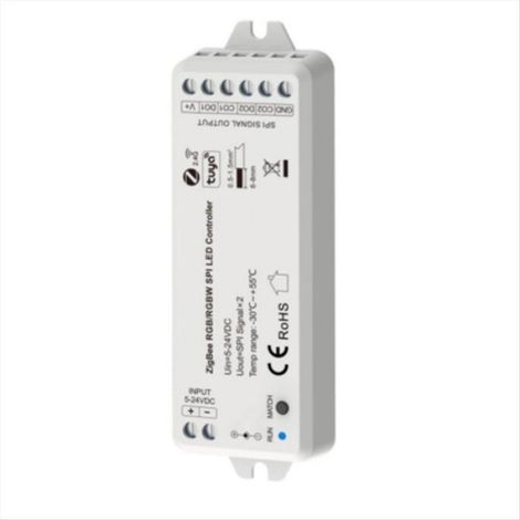 Contrôleur LED SPI 5 V-24 V Tuya Zigbee WiFi APP WZ-SPI Contrôle 1000 Pixels LED pour Bande Lumineuse RGB/RGBW WS2811 2812B SK6812 (1/5)