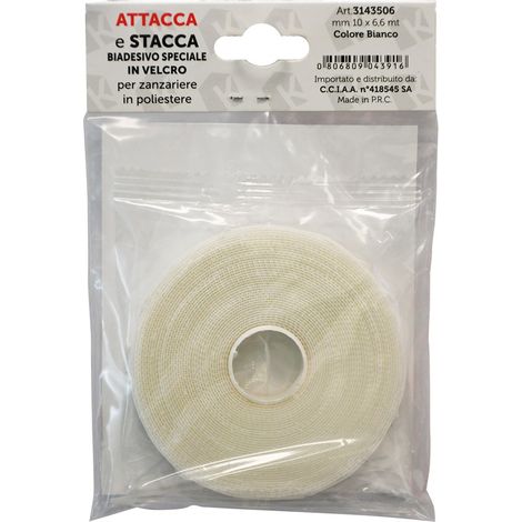 Nastro in velcro per zanzariere mm 10 x 6,6 mt - col. bianco