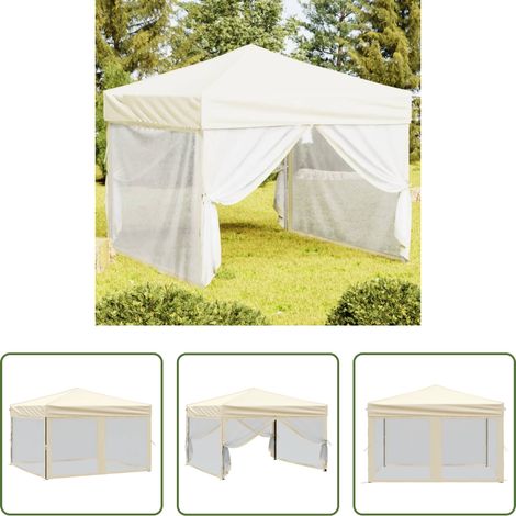 Freizeit - Partyzelt Faltbar mit Seitenwänden Creme 3x3 m (1/5)