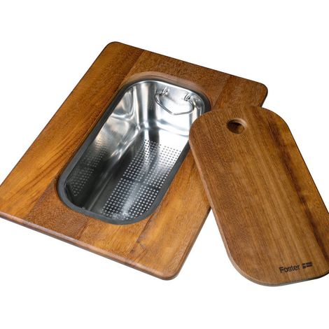 Foster 8644 044 tabla de cocina para cortar Rectangular Madera Acero inoxidable, Madera (1/4)