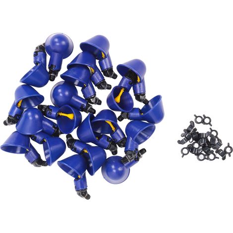 Lot de 20 abreuvoirs automatiques pour poules, sûrs et non toxiques (bleu). (1/5)