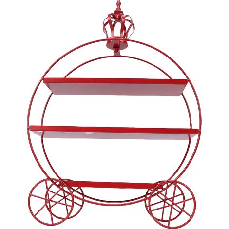 Présentoir à gâteaux 3 niveaux en fer rouge élégant et robuste pour desserts fruits biscuits mariage thé (1/5)