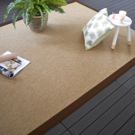 Tapis intérieur / extérieur - Mahé naturel - Ganse marron - 140 x 200 cm (1/5)