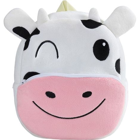 Adorable mini sac à dos en peluche en forme de vache pour tout-petit, sac doux en forme d'animal pour enfants, sûr et confortable avec bretelles réglables, petit compartiment pour les collations/jouet (1/5)