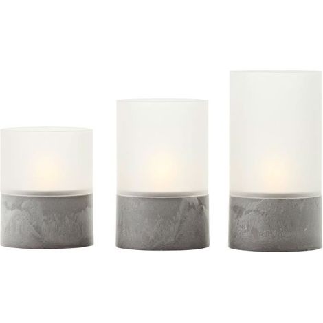Set of 3 BRILLIANT LED CANDLE table lamps - 2500K - Plastic and glass - Gray and matt white (1/5)