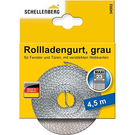 Schellenberg 34502 Cinghia per avvolgibile Larghezza 23 mm Lunghezza 4,5 m Grigio (1/3)