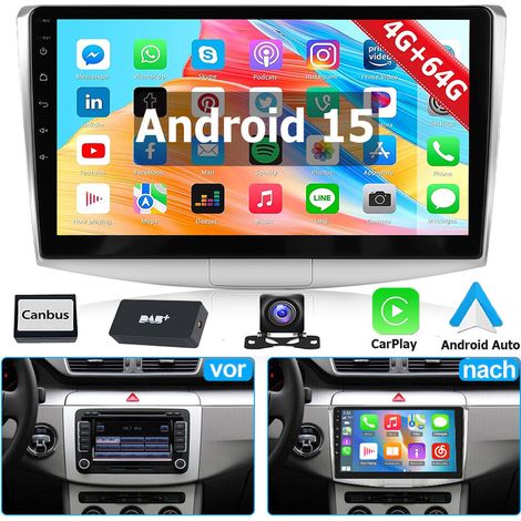 Pour VW Passat B6/B7/CC Carplay Android 14 Autoradio GPS Navi Radio BT RDS - 4+64G DAB+ CAM