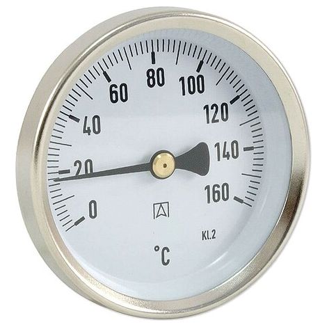 AFRISO Bimetall-Solar-Thermometer - Gehäuse Stahlblech verzinkt (Ø 63 mm), 1/2'' x 40 mm, Skala 0-160 °C, SCHWARZ (1/2)