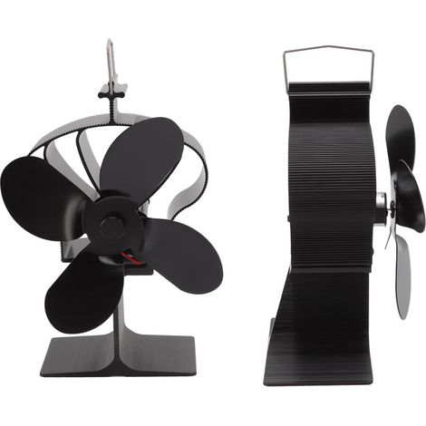 Ventilateur de cheminée avec fonction chauffante, 4 pales en alliage d'aluminium, résistant à la chaleur, noir, compatible avec le modèle Winter Crown (1/5)