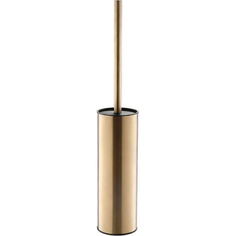 Ensemble de brosses de toilette en acier inoxydable, nettoyant WC doré compact pour la maison, accessoires de salle de bain peu encombrants (support cylindrique) (1/5)