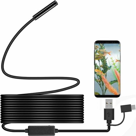 Endoskop, 5 m Android OTG, wasserdichte HD-Video-Endoskopiekamera mit Sicherheitskabel, 6 LED-Leuchten für Samsung Galaxy/Sony/Nexus Android-Smartphones und -Computer