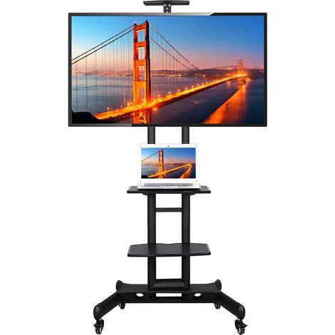 Homevive Soporte TV de suelo con Ruedas Carro de Televisión 32 a 65 Pulgadas Soporte TV Móvil con Estante