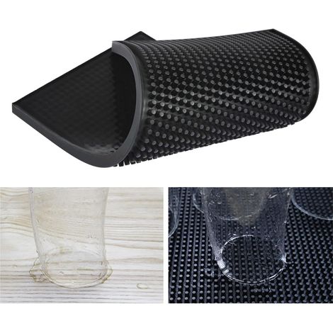 Rectangular Rubber Mat - 30 x 15 x 1 cm - Non-Slip Bottom - Black - for Drip and Drying Dishes (1/5)