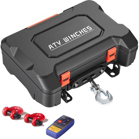 Mophorn Cabrestante portátil de 12 V CC con capacidad de 1587 kg, equipado con cuerda sintética de 10 m, control remoto inalámbrico doble y cable, ideal para recuperación de vehículos todoterreno. (1/5)