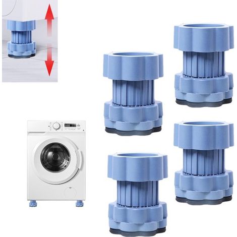 4 Stück - Antivibrationspads für Waschmaschinen, höhenverstellbare Waschmaschinenstützen, geräuscharme Trommelpads 6,8 x 8 cm (blau)