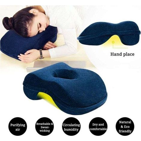 Weiches, donut-förmiges Schlafkissen, ergonomisches, keilförmiges Kissen, bequemer Samtbezug (1/3)