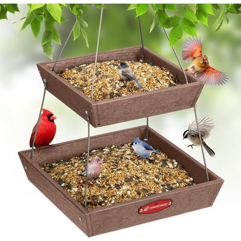 2-stöckige Vogelfutterstation zum Aufhängen, 2,3 kg Kapazität, recycelter Kunststoff, wetterfest
