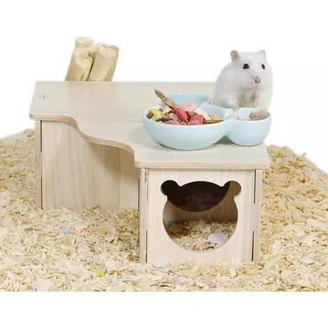 Maison en Bois pour Hamster, Hamster Maison d'angle en Bois, Maison Hamster, Maison Cochon d'Inde, Petits Animaux de Compagnie, Hamster Nain, Degus, Souris (22.5 17.8 8cm)