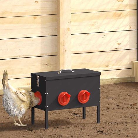 Comedero para pollos 2 pcs Negro 41,5 x 20,5 x 33 cm
